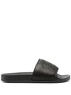 Heron Preston Logo-debossed Open-toe Slides In Black