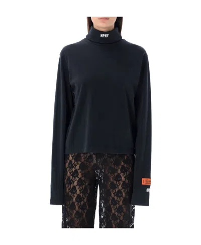 Heron Preston Logo Embroidered Roll Neck Sweater In Black