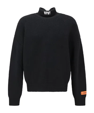 Heron Preston Logo Embroidered Turtleneck Jumper In Black