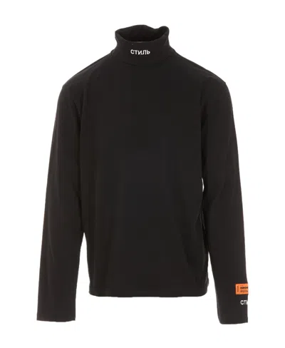 Heron Preston Logo Embroidered Turtleneck Pullover In Black