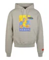 Heron Preston Heron Graphic Cotton Hoodie Pullover In Grey