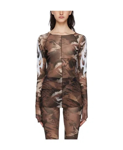 Heron Preston Logo Long-sleeved T-shirt In Brown