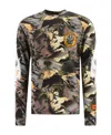 Heron Preston "flaming Camo" Crew Neck T-shirt In Green