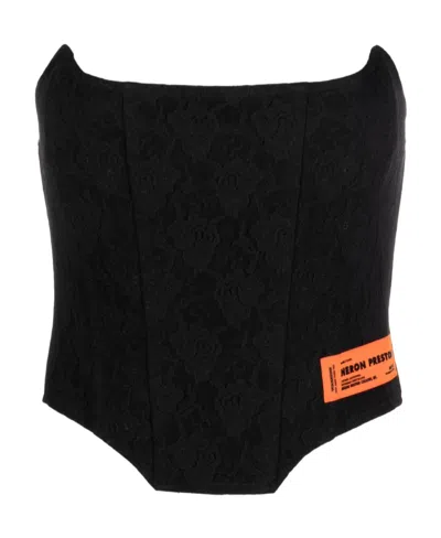 Heron Preston Logo-patch Corset Top In Black