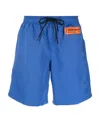 Heron Preston Logo-patch Drawstring Swim Shorts In Blue