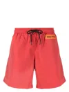 Heron Preston Logo-patch Drawstring Swim Shorts In Orange