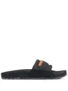 Heron Preston Logo-patch Open-toe Slides In Black