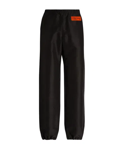 Heron Preston Logo Patch Wide Leg Pants In Black