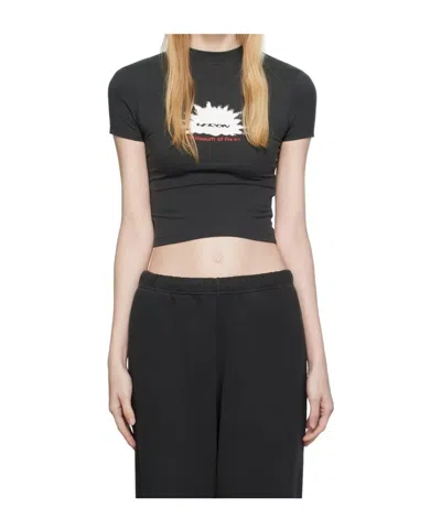 Heron Preston Logo-print Cropped T-shirt In Black