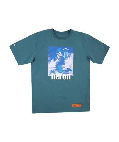 Heron Preston Logo Printed Round Collar T-shirt In Blue
