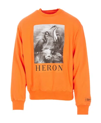 Heron Preston Logo Round-necked Sweater In Orange