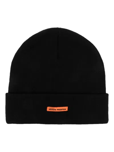 HERON PRESTON LOGO-TAG WOOL BEANIE