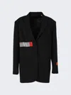 Heron Preston Logo Tape Tailored Viscose Blend Blazer In Black