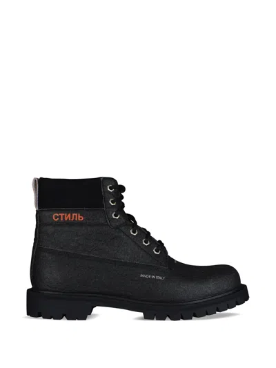 Heron Preston Logo-embroidered Boots In Black