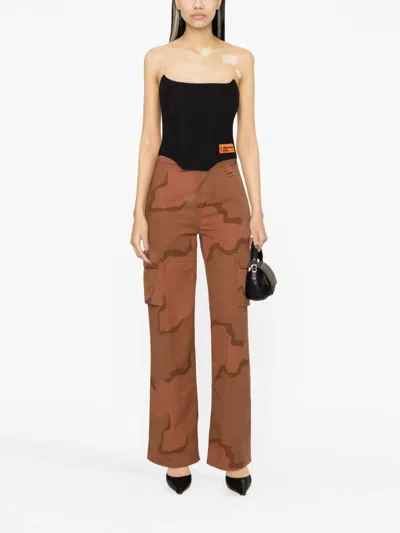Heron Preston Logo-patch Corset Top In Brown