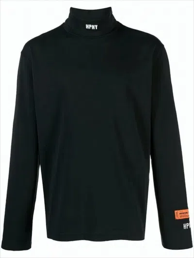 Heron Preston Long-sleeve Black T-shirt With High Neck And Signature Detailing