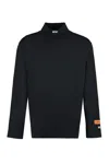 Heron Preston Black Turtleneck Pullover With Contrasting Logo Embroidery In Cotton Man In Black