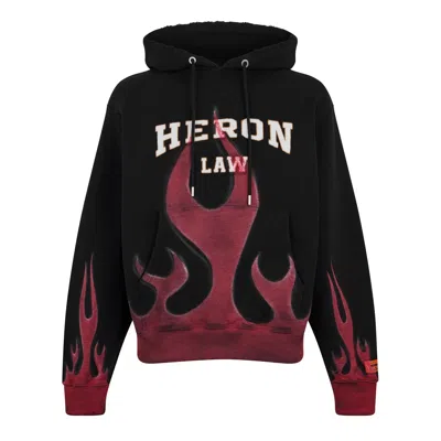 Heron Preston Flame-print Cotton Hoodie In Black