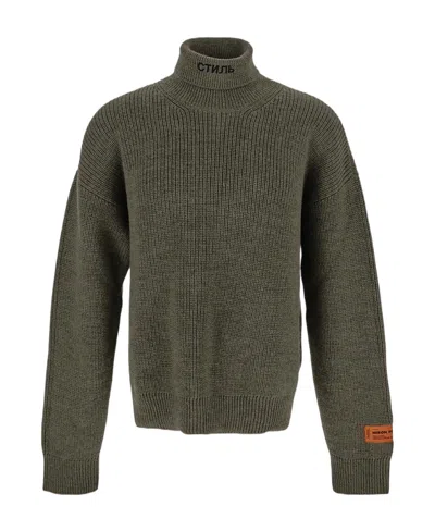 Heron Preston Long-sleeved High-neck Sweater In Green