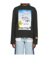 Heron Preston Womens Black Purple Censored Graphic-print Long-sleeved Cotton T-shirt In Black