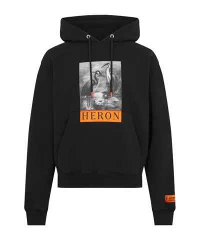 Heron Preston Long-sleeved Hooded Sweatshirt In Black