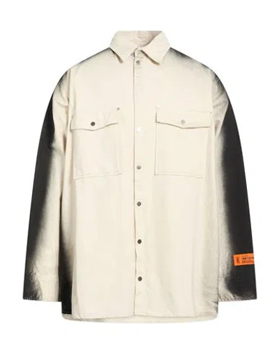 Heron Preston Man Denim Outerwear Beige Size S Cotton In Neutral