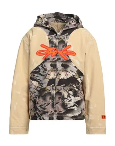 Heron Preston Man Jacket Sand Size Xs Cotton In Beige