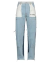 Heron Preston Logo-patch Two-tone Design Jeans In Blue