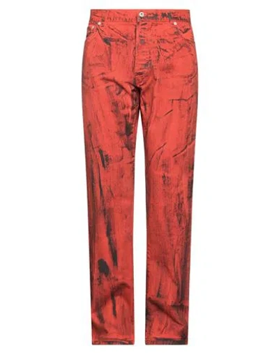 Heron Preston Man Denim Pants Tomato Red Size 38 Cotton