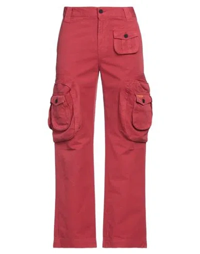 Heron Preston Man Pants Brick Size S Cotton, Linen In Red