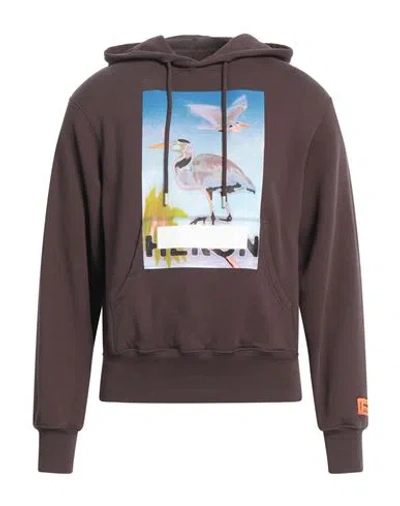 Heron Preston Man Sweatshirt Chocolate Brown Size L Cotton, Polyester, Elastane