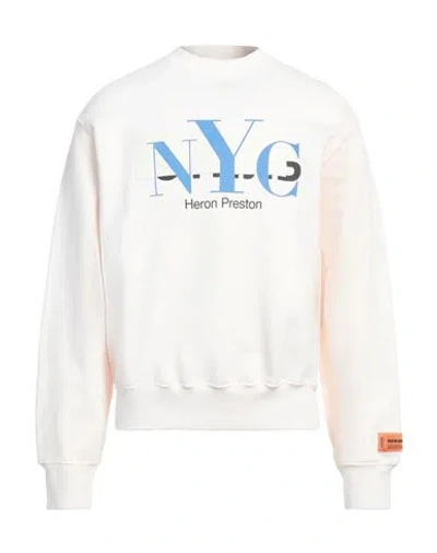 HERON PRESTON HERON PRESTON MAN SWEATSHIRT OFF WHITE SIZE L COTTON, ELASTANE, POLYESTER