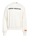 Heron Preston Logo Print Cotton Crewneck Sweatshirt In White