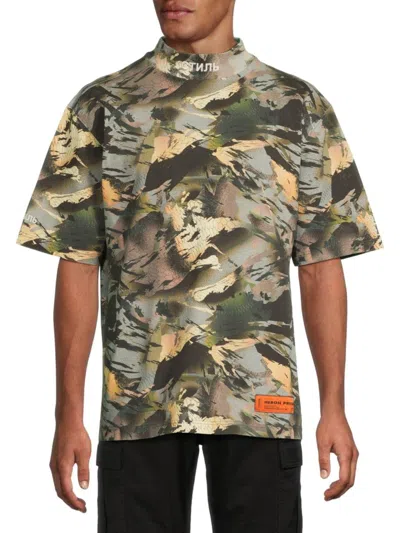 Heron Preston Men's Abstract Print Cotton T-shirt In Green Multi