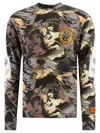 Heron Preston "flaming Camo" Crew Neck T-shirt In Green