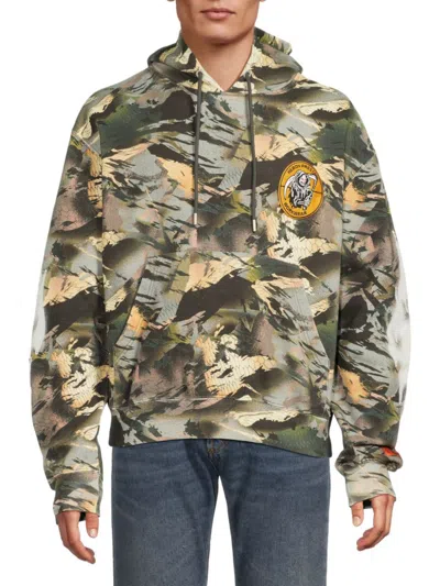 Heron Preston Men's Camo Print Cotton Hoodie In Green