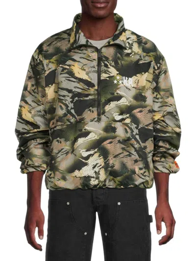 Heron Preston Men's Camo Print Windbreaker Pullover