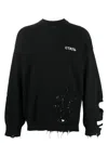 Heron Preston Ctnmb Logo Shredded Knit Sweater In Black