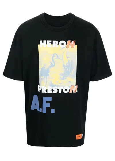 Pre-owned Heron Preston Men's  A.f. Authorised Oversized T-shirt In Black/lemon Yellow
