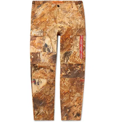 Pre-owned Heron Preston Men's  Australian Outback Print Cargo Pants In Orange