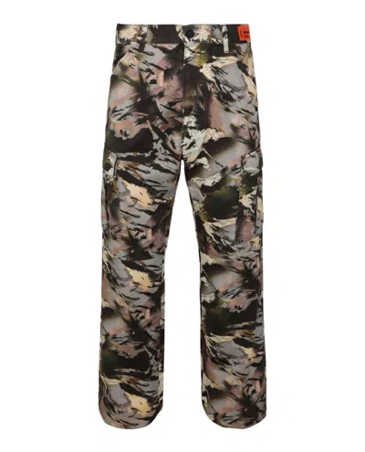 Pre-owned Heron Preston Men's  Camouflage Cargo Pants In Green