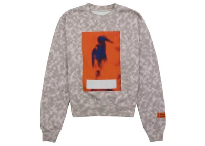 Pre-owned Heron Preston Men's  Censored Heron Crewneck Sweatshirt In Beige Orange