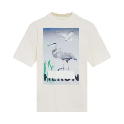 Pre-owned Heron Preston Men's  Censored Heron Short Sleeve T-shirt In White/light/blue