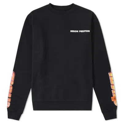 Pre-owned Heron Preston Men's  Chromed Crewneck Sweatshirt In Black