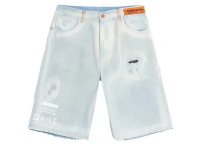 Pre-owned Heron Preston Men's  Code 8000 Hammer Shorts In Medium Grey/white