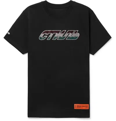 Pre-owned Heron Preston Men's  Crystal Embellished Ctnmb T-shirt In Black