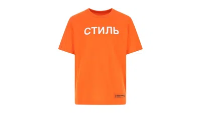 Pre-owned Heron Preston Men's  Ctnmb Logo T-shirt In Orange/white In Multi