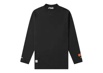 Pre-owned Heron Preston Men's  Ctnmb Mock Neck Longsleeve T-shirt In Black