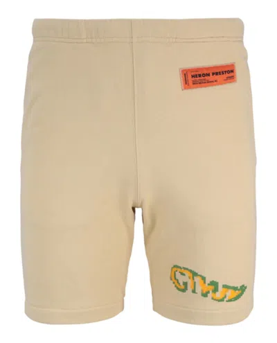 Pre-owned Heron Preston Men's  Ctnmb Pixel Sweatshorts In Beige
