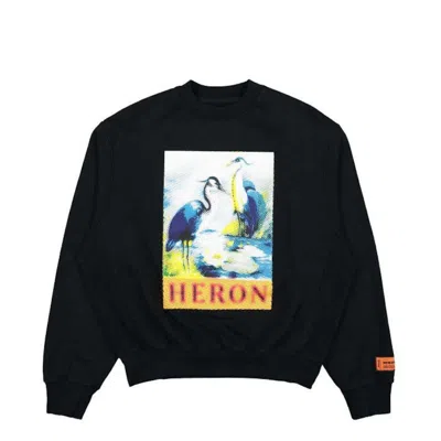 Pre-owned Heron Preston Men's  Halftone Heron Crewneck Sweatshirt In Black/navy Blue In Multi